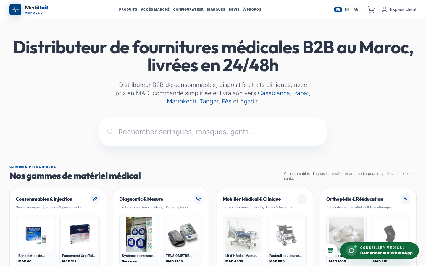 MediUnit.ma — Portal de Desfibriladores y Equipamiento Clínico en Marruecos